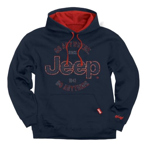 Jeep Go Anywhere Pull On Hoodie, Navy | Jeep Logo Design | Polycotton Blend