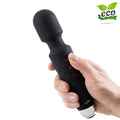 PERIKES Personal Mini Wand Massager with 20 Magic Vibration Wireless USB Rechargeable Handheld