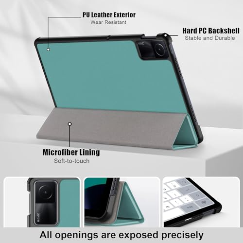 DINGGUAGUA Case for Xiaomi Redmi Pad SE 11 inch Tablet 2023 Cover,Slim Stand Hard Back Shell Cover with Auto Wake/Sleep,Dark green - Image 3
