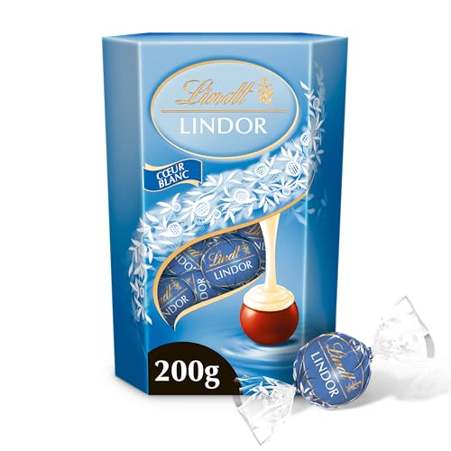 Lindt - Cornet LINDOR - Chocolat au Lait Cœur Blanc- Cœur Fondant, 200g