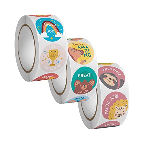 3 Rolls Motivational Stickers For Kids, 1500 Pieces Teacher Reward Stickers School Supplies For Children, Animal #TOP7