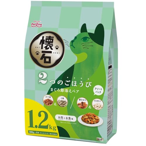 ペットライン 懐石 2つのごほうび まぐろ節添えペア キャットドライ 総合栄養食 【国産/小分け】1.2kgのサムネイル
