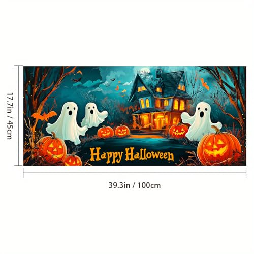 Vinilo Decorativo Halloween Casa Fantasma 39.3 x 17.7 in miniatura 3