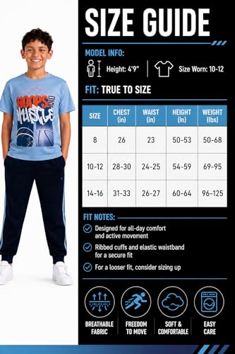 Image of Pro Athlete Boys Pants Set - 3 Piece Active Short Sleeve Graphic Tees Athletic Shorts and Jogger Sweatpants for Boys