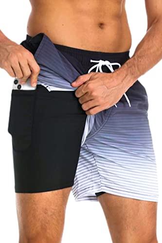 Kfnire Bañador Hombre con Forro de Compresión Secado Rápido 2 en 1 Shorts de Bañador Natación H0mbe Traje de Baño Hidrófugo Bañadores para Hombre
