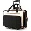 Rolling Puffer Laptop Bag, Rolling Briefcase for Women, Wheeled 16 Inch Computer Bag, Water Resistant Stylish Overnight Underseat Carry On Luggage with Wheels for Work Travel Business, Beige Brown