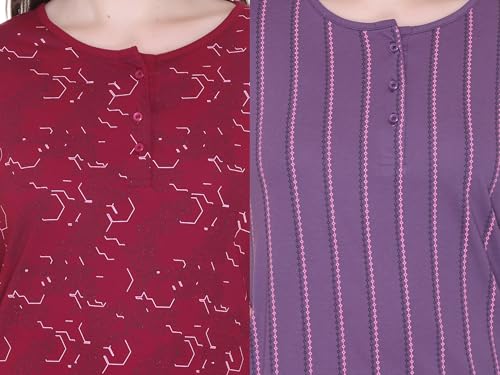 Image of Women Regular Fit Henley All Over Print T-Shirt (Combo of 2) | Small-5XL