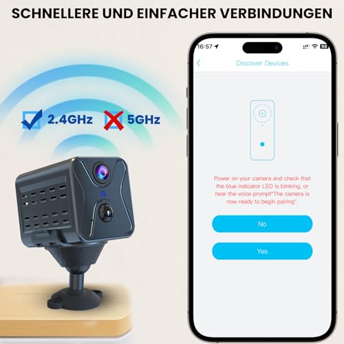 Mini Kamera,4K Kamera überwachung innen,Überwachungskamera innen,Mini Kamera Live Übertragung Handy APP,Lange Standby WiFi Kamera,mit Bewegungsmelder und Nachtsicht für Startseite Büro Sicherheit