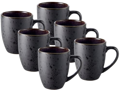 BITZ Becher mit Henkel matt Black/Shiny Dark Blue 0,3l Set6