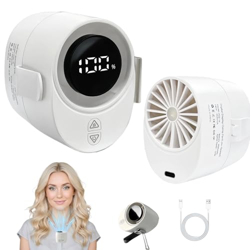 CHICWAY Portable Clip On Waist Fan, 20H Rechargeable Wearable Mini Fan with LED Display, 6 Speeds, USB-C Shirt/Belt Fan for Commute, Office, Travel, Outdoor & Hot Flashes