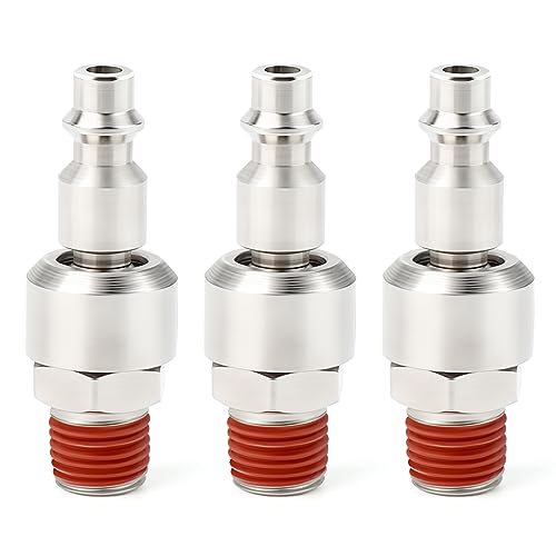 TAISHER 1/4" Swivel Air Plug, 3-Pack Industrial Swivel Coupler and Plug, 1/4-Inch NPT Male Thread, Air Hose Fittings