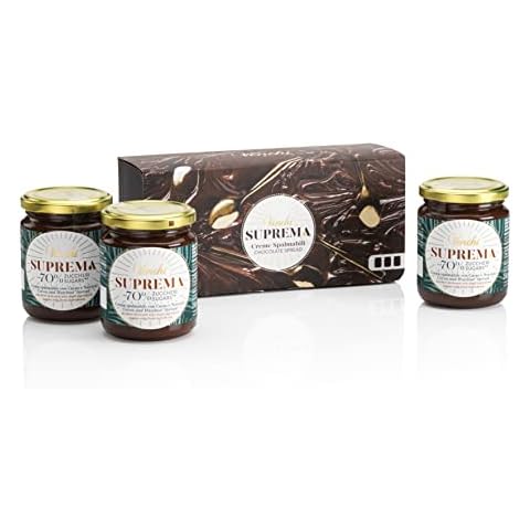 Venchi - Linie -70% Zucker - Set Supreme Schokoladenbrotaufstrich, 750 g - 3er Set - glutenfrei, ohne gehärtete Fette, Palmöl oder Konservierungsstoffe - mit pflanzlichen Ballaststoffen Cover