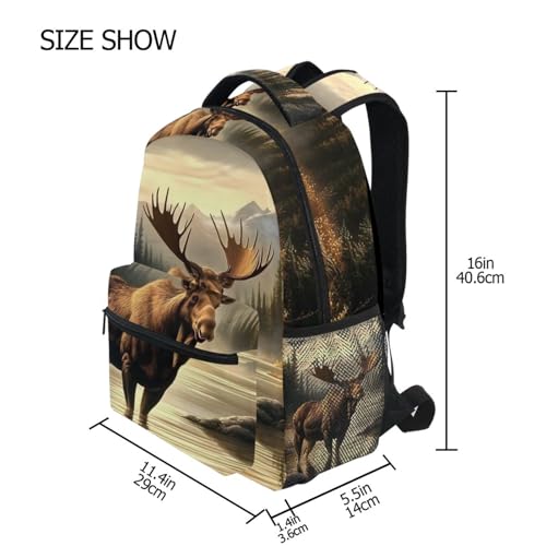 Moose Autumn Backpack Daypack Shoulder Bag Book Bag Lightweight Back Pack 11.4 ×16 Inch4