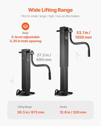 Image of VEVOR Trailer Jack, 12000 lbs Dynamic Load Capacity, Weld-on Pipe-Mount Swivel Trailer Jack with Ergonomic Handle, 12.6-inch Vertical Travel, Suitable for RV, Horse, Utility, Camping, Yacht Trailers
