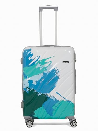 Image of Teakwood World Small 75 cm Check in Size Trolley Bag Polycarbonate 360 Degree 8 Wheels Luggage Bag with TSA Lock, Adjustable Handle Trolley Bags for Travel, Suitcase for Travel | Wave Green