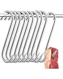 HUVZOR 10 Unidades,Acero Inoxidable,15 cm,Ganchos de Carnicería en Forma de S - Ideales para Ahumar,Procesar y Colgar Carne de Manera Segura y Duradera en Cocina Profesional o Hogar