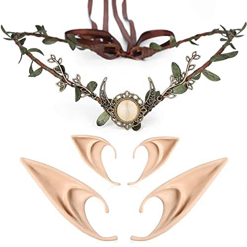MOSTORY Woodland Moon Forest Kopfschmuck Mit Elfenohren – Für Cosplay, Halloween, Feen-Kostüm
