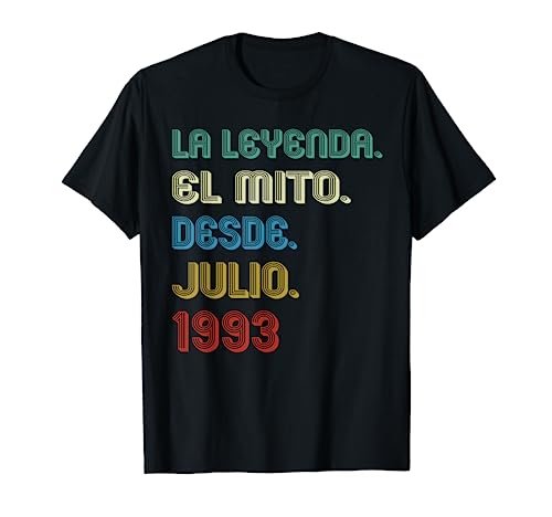29 Años Cumpleaños Julio 1993 Hombre Mujer Julio 1993 29 Camiseta