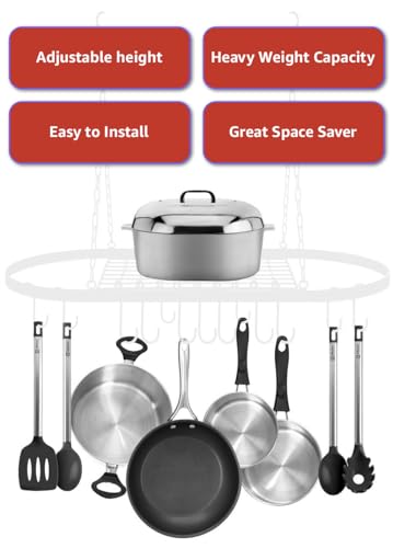 Sorbus POT-WLHNG-BLKA Pots And Pan Rack — Decorative Wall Mounted Storage Hanging Rack — Multipurpose Wrought-Iron Shelf Organizer For Kitchen Cookware, Utensils thumb #8