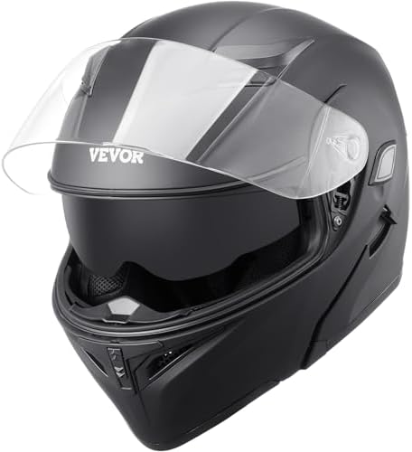 VEVOR Motorcycle Helmet, Unmasked, Smart Street ABS & High Density Helmet with Bluetooth Slot & Interchangeable Lens, DOT Approved Comfortable Motocross Helmet, Fit for Youth & Adults XL