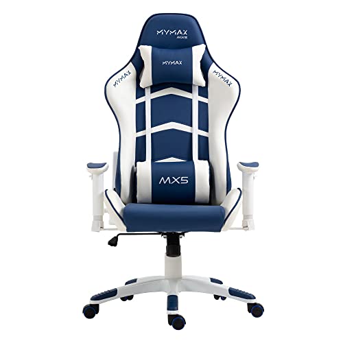 Cadeira Gamer MX5 Giratória Branco e Azul Marinho MYMAX
