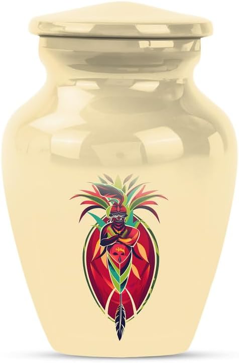 Native American Mini Keepsake Urn, Small Urn for Ashes for Women, Pack of 1, Keepsake Cremation Urns for Ashes Female & Male, Metal Urns for Human Ashes Adult, Urns for Human Ashes, Cream