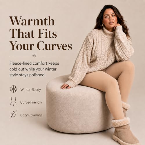 Image of DancMolly Plus Size Fleece Lined Tights Winter Warm Womens Tights, High Waisted Opaque Pantyhose