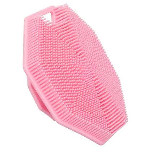 Alyvisun Cepillo Corporal de Silicona con Gancho y Ventosa, Cepillo Corporal de Baño [Exfolia y Masajea Suavemente], Cepillo Ducha de Silicona, Perfecto para Todo Tipo de Piel (Rosa)