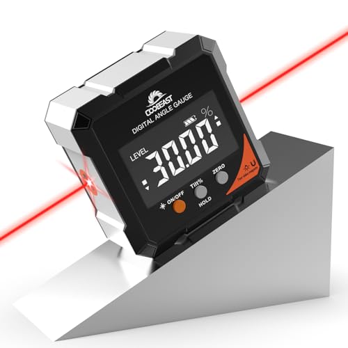 Image of 4-Side Digital Angle Finder Digital Level Magnetic Laser Gauge Rechargeable | 4-side magnetic base backlit display Compact inclinometer for woodworking table saw construction carpentry gift for men black