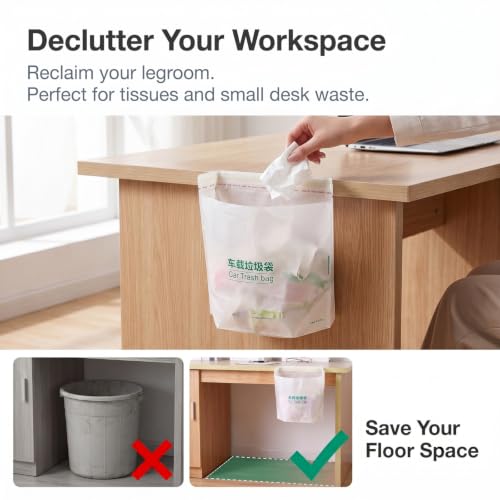 Pniwuno 20 PCS Space-Saving Hanging Car Trash Bags, Car Easy Stick-On Disposable Leakproof Garbage & Vomit Bag, PE Leak-Proof Vehicle Garbage Bag, Universal for Car, Truck, RV, Office (White) - Image 3