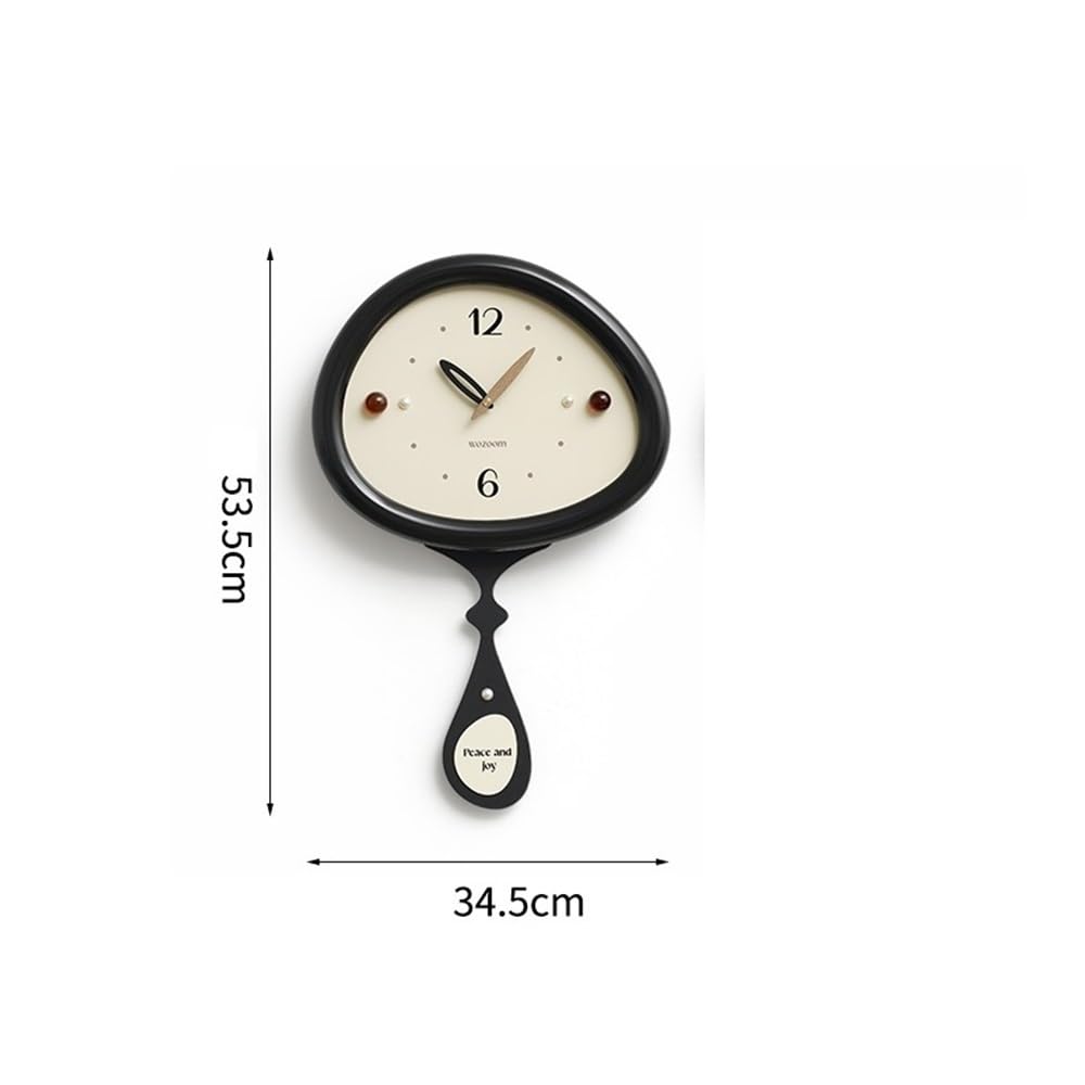 Cocina Reloj de Pared Creativo for Sala de Estar, decoración de Pared con péndulo, Negro, Blanco y Amarillo. Decoración(Yellow)