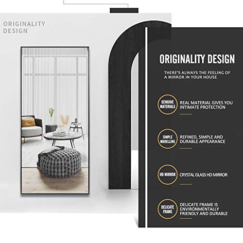 Neutype Full Length Mirror Dressing Mirror With Standing Holder 71"X32" Large Rectangle Bedroom Floor Mirror Wall-Mounted Mirror Hanging Leaning Against Wall Black #TOP4