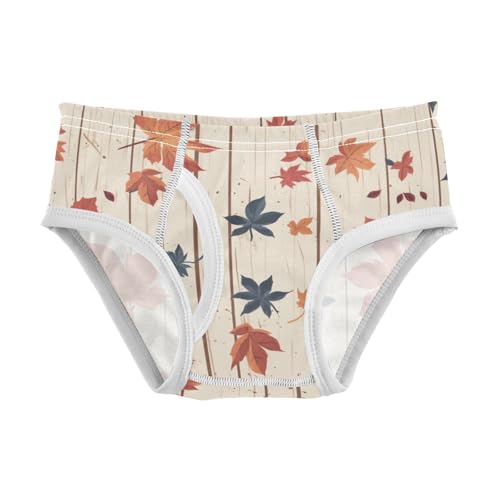 KLL Autumn Leaf on Old White Wooden Toddler Boys' Soft Athletic Underwear Cute Children Panties