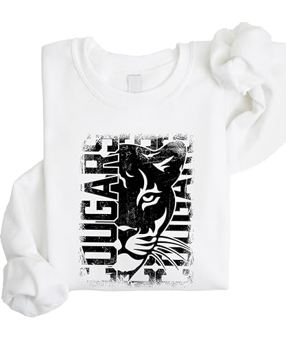 Olive Loves Apple Distressed Cougars Unisex Sweatshirt for Adults, Teens & Kids School Sports Team Pride Sweater4