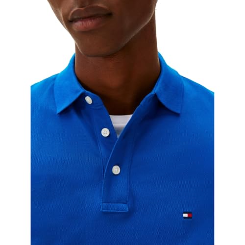 Image of Tommy Hilfiger Men's Short Sleeve Polo Shirts in Slim Fit with Stretch and Organic Pique Cotton
