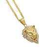 Hip Hop Lion Head Pendant Necklace For Men Luxury Iced Out Rhinestone Lion Stainless Steel Male Jewelry Friendship Gift #1