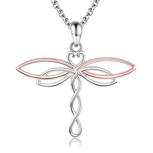 MANBU Sterling Silver Dragonfly Earrings Necklace - Celtic Jewelry Gifts for Women Dragonfly Lovers (Infinity Dragonfly Necklace)