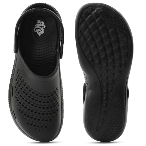 Image of Liberty A-HA GMF-02E Clogs for Men, Black & Grey | Casual Slip-On Slingback Clog for Walking & Outdoor Use | Solid Pattern, Trendy Stylish Fashionable Sandals with Lightweight