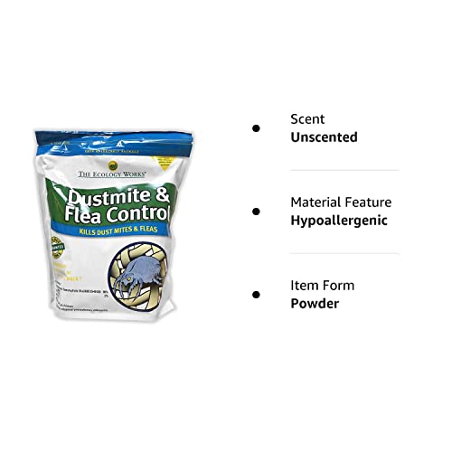 The Ecology Works - Dust Mite And Flea Control Powder (2Lb) - Eliminate Dust Mites, Fleas & Reduce Allergies, Gentle Hypoallergenic Formula For Fabric, Furniture, Pet Beds & More #TOP1