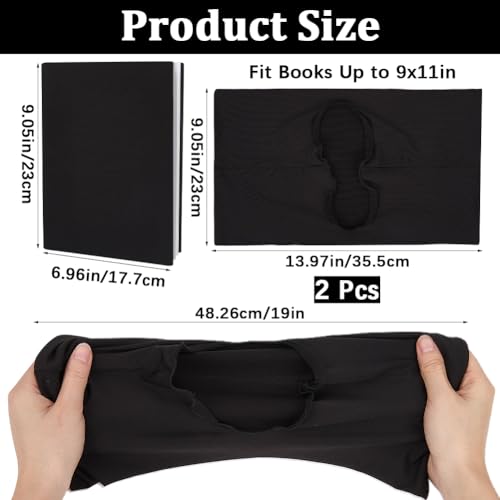 craspire 2 Stück Schwarzer Stretch Buchumschlag Dehnbare Buchhüllen 9 x 14 Zoll Notizbuchhülle Bis Zu 9 x 11 Zoll Elastisches Tuch Wiederverwendbare Rechteckige Schutzhülle Für Hardcover Bücher