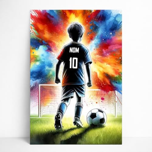 Générique Affiche Personnalisée Prénom Enfant Football – Poster pour fan de Foot Personnalisable avec Nom et Numéro, Toile, idée Cadeau...