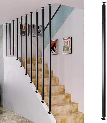 Poteaux de garde-corps 150cm noir escalier intérieur hôtel et loft - 2