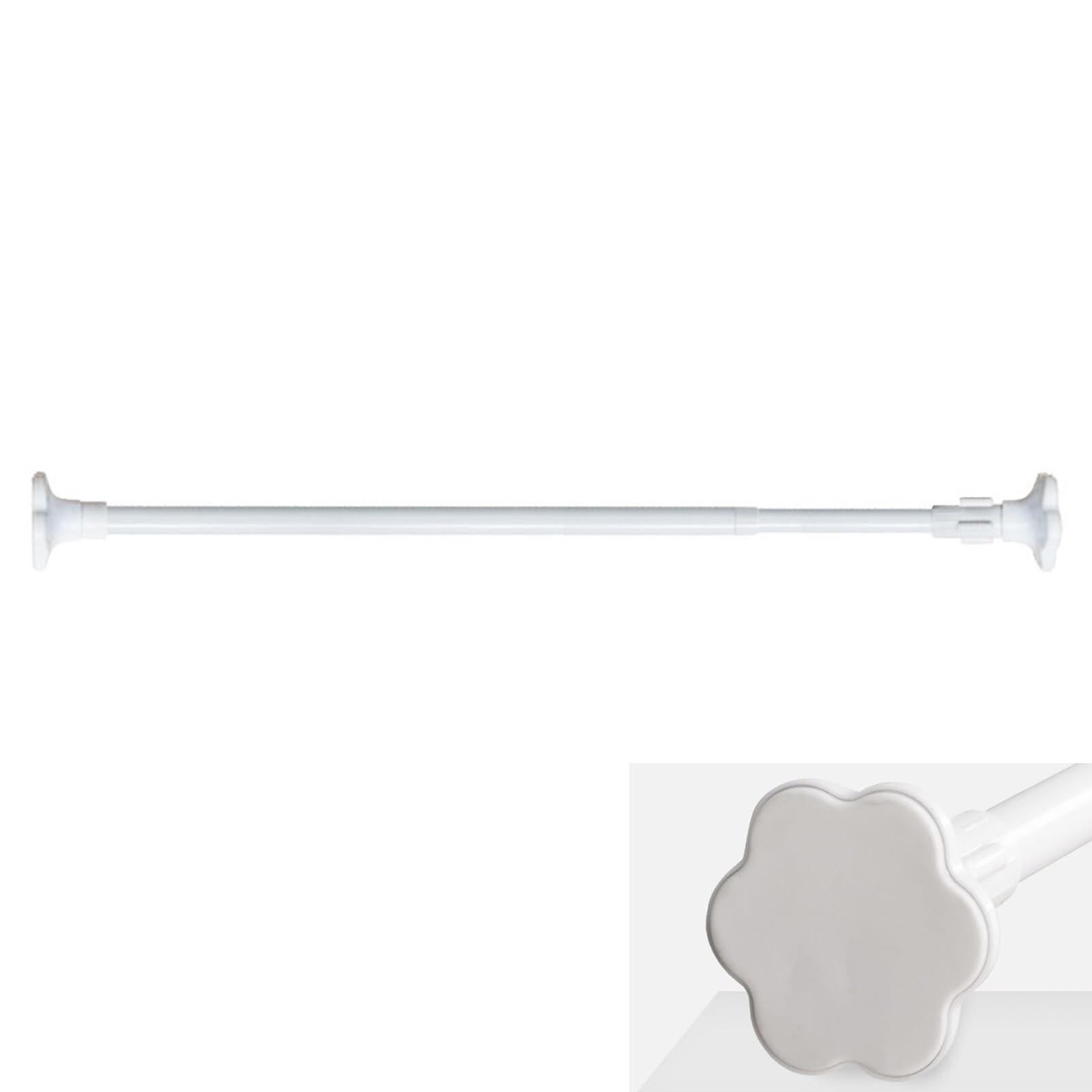 White Shower Curtain Rod, No Drill Tension Curtain Rod, Adjustable Nonslip Spring for Bathroom Balcony(140-260cm/55-102in)