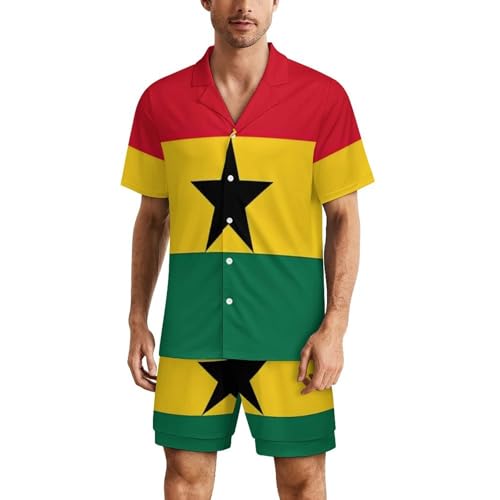 Union Jack British Flag Mens Ice Silk Pajama Set V-Neck Short Sleeve Button Sleepwear Lightweight Loungewear Pjs