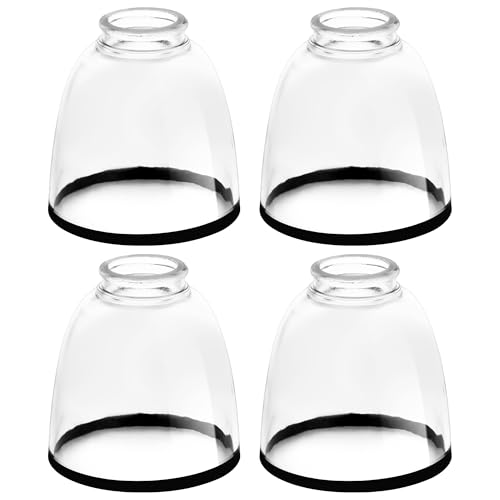 Image of Clear Glass Bell Shade with Black Trim - 1.65 inch Fitter Opening - Replacement for Chandeliers, Wall Sconces, Vanity & Ceiling Lights - Classic Home Lighting Decor, 4 Pack