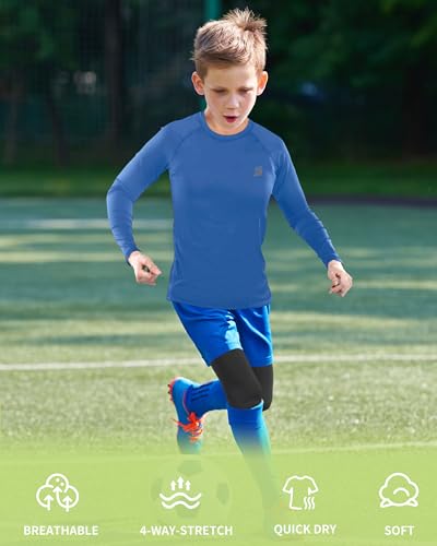 Roadbox Boys Youth Compression Shirts - Long Sleeve Athletic Undershirt Kids Quick Dry Base Layers for Baseball Soccer Football4