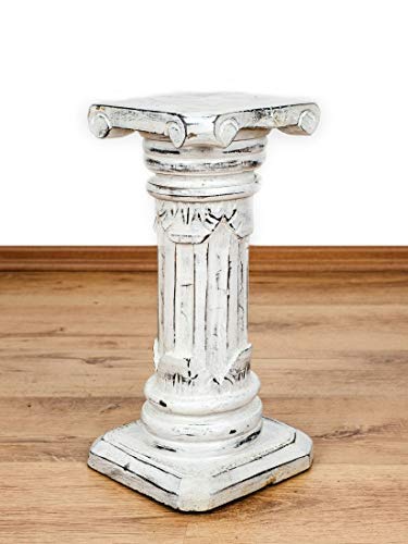 livasia Colonne en Bois | Colonne décorative en Bois d'Albizia | Tabouret Plante | Support pour Plante | Décoration Asiatique | Fabrication Artisanale (blanchir)