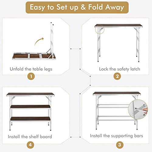 Image of COSTWAY Folding Picnic Table, Portable Camping Table with Carry Bag
