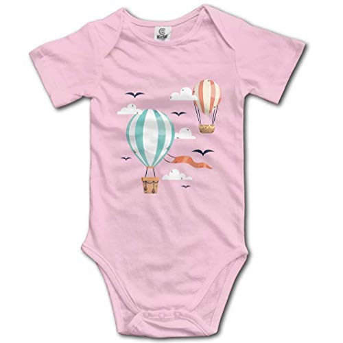 Hot Air Balloon Cute Baby Onesie Birth Announcement Bodysuit Short Sleeve Romper Pink