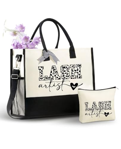 Bolso tote de lona para mujer con cierre y correa miniatura 1